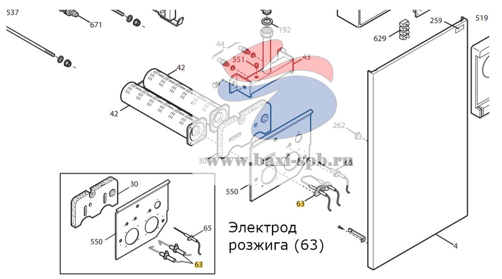 Схема подключения электрода розжига Baxi