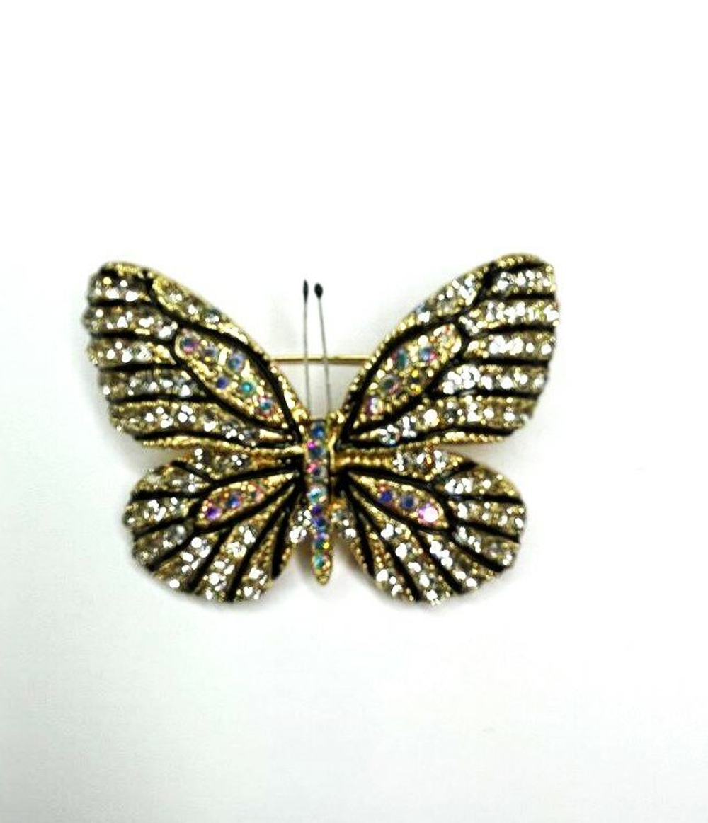 Брошь, брошка "Блестящая бабочка" со стразами