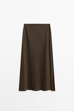 Massimo Dutti Струящаяся атласная юбка, коричневый
