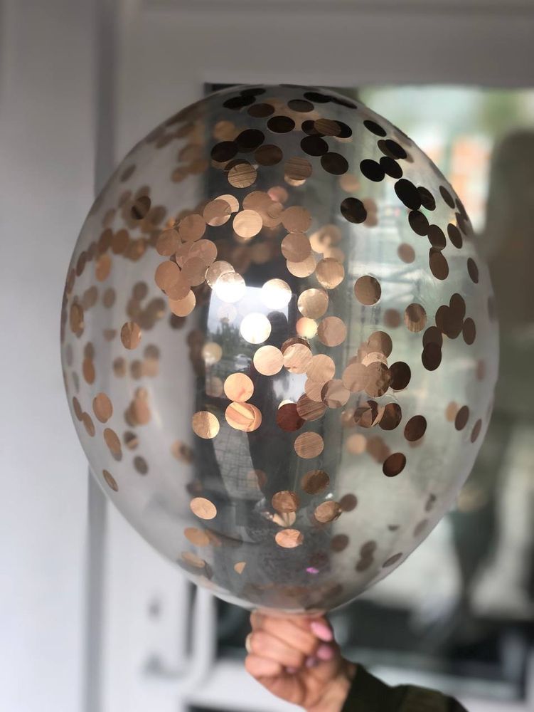 Воздушный шар с наполнением конфетти круглое Шампань/золото светлое ПАЛИТРА №4178