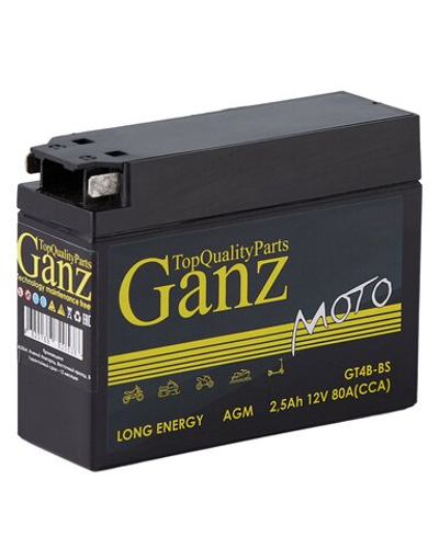 Аккумулятор GANZ мото AGM 2 А/ч обратный R+ 114x39x87 мото EN 80 А