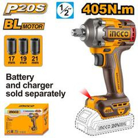 Аккумуляторный гайковерт BL 20В 405Hm 1/2, без АКБ и ЗУ INGCO CIWLI20451 INDUSTRIAL