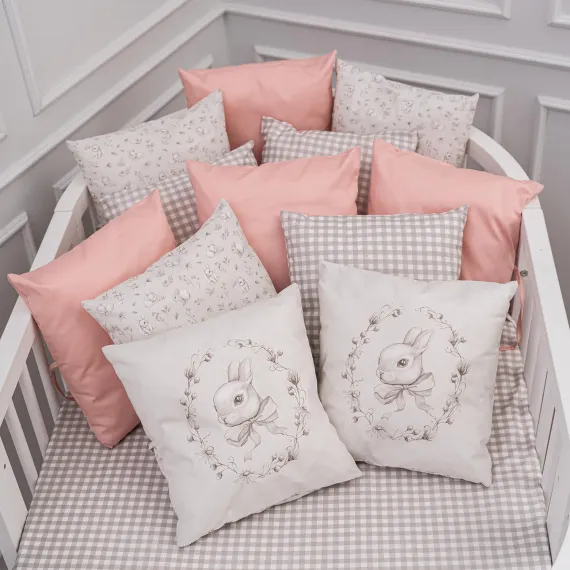 Комплект постельного белья Lollycottons Кролик Лаппин универсальный 6 предметов, Розовый