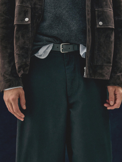 Massimo Dutti Ремень из кожи наппа с квадратной пряжкой, черный