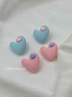 Пуговицы сердечки пластиковые голубые