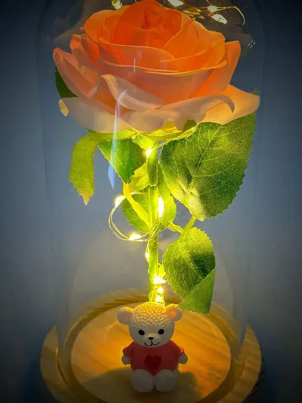 Роза вечная в банке, ночник светильник, подарок на 14 февраля и 8 марта