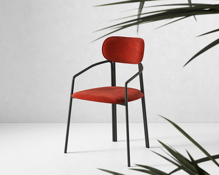 Стул LATITUDE Ror, Round, велюр, черный/темно-красный