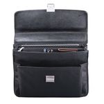 Портфель из натуральной кожи, 38х27х12 см, 2 отделения, замок с ключом, черный, 2-237