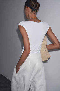 ZARA БОДИ ИЗ ПОЛИАМИДА, БЕЛЫЙ