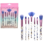 Кисти для макияжа 7шт «ДИ МАРКО», синие блестки, 16*20см/19,5см