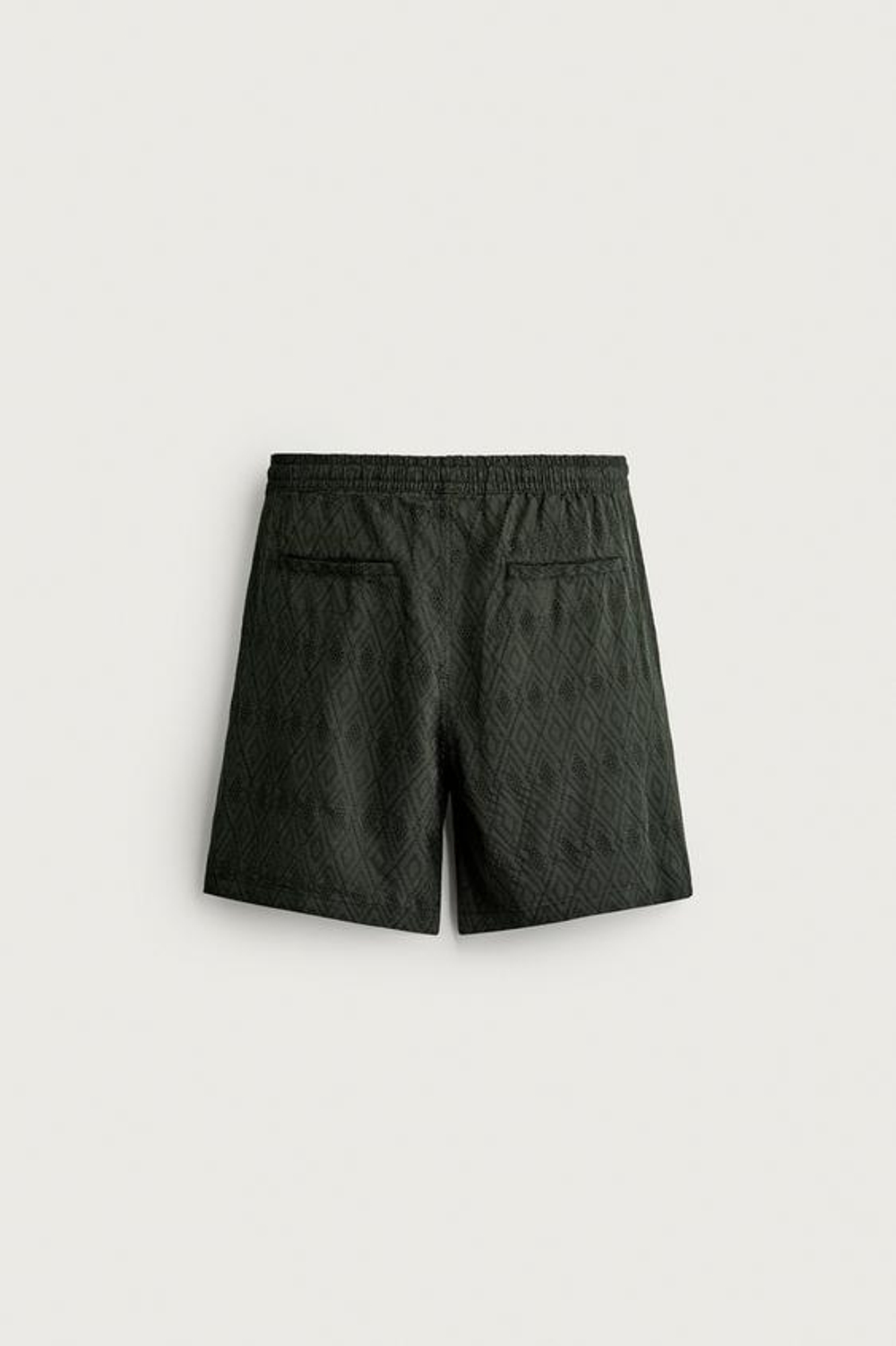 ZARA ШОРТЫ REGULAR FIT С ГЕОМЕТРИЧЕСКИМ ЖАККАРДОВЫМ УЗОРОМ, ЗЕЛЕНЫЙ
