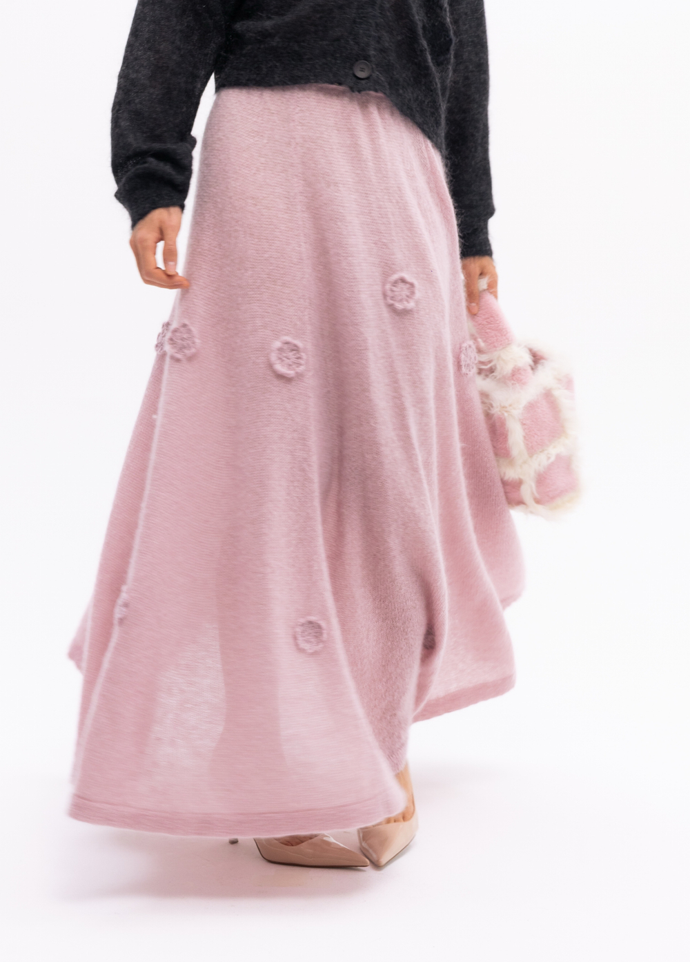 Лиловая юбка из мохера