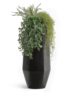 Кашпо TREEZ Effectory - серия Crystal - Высокий многогранник - Антрацит