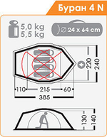 ЭКСТРЕМАЛЬНАЯ ПАЛАТКА NORMAL БУРАН 4N