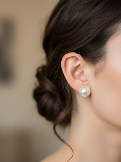 Серьги-гвоздики Шар белый. Бижутерия