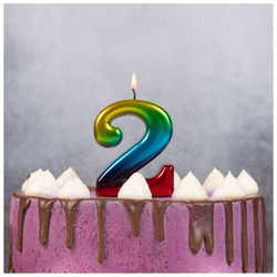 Свечи-цифры Радуга 8 см