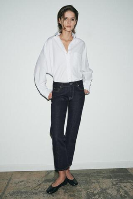 ZARA ДЖИНСЫ ZW COLLECTION CIGARRETE СО СРЕДНЕЙ ПОСАДКОЙ, СИНИЙ