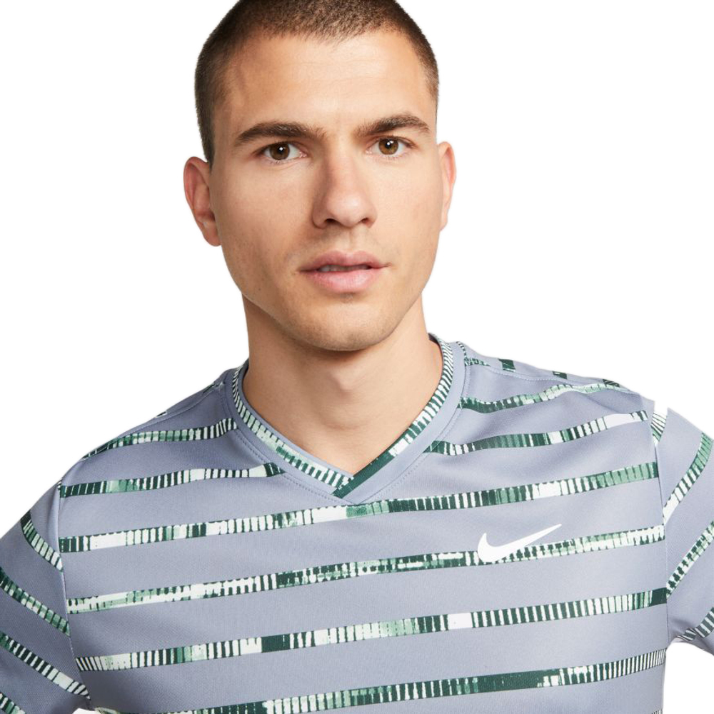 Футболка мужская теннисная Nike Court Dri-Fit Striped Victory Top M - ashen slate/white