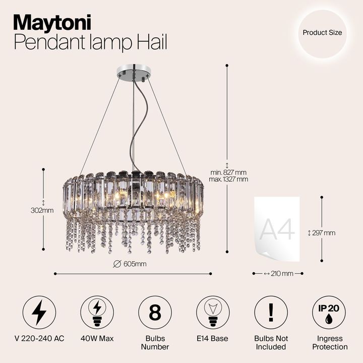 Подвесная люстра Maytoni Hail MOD097PL-08CH