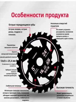 Диск пильный 125 x 1.5 x 20; 24 зуб.