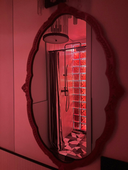 Стеклоблок красный волна окрашенный изнутри Vitrablok 19x19x8