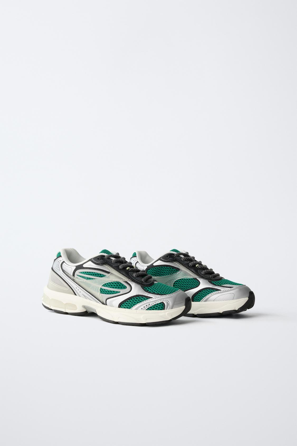 ZARA СПОРТИВНЫЕ КРОССОВКИ ИЗ СЕТЧАТОЙ ТКАНИ, ЗЕЛЕНЫЙ