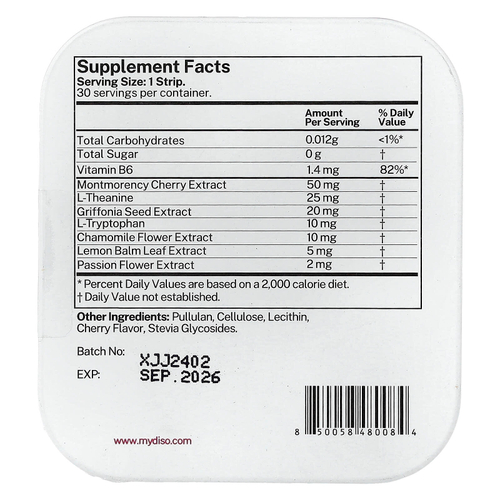 Diso, Snooze, вишня, 30 полосок для полости рта