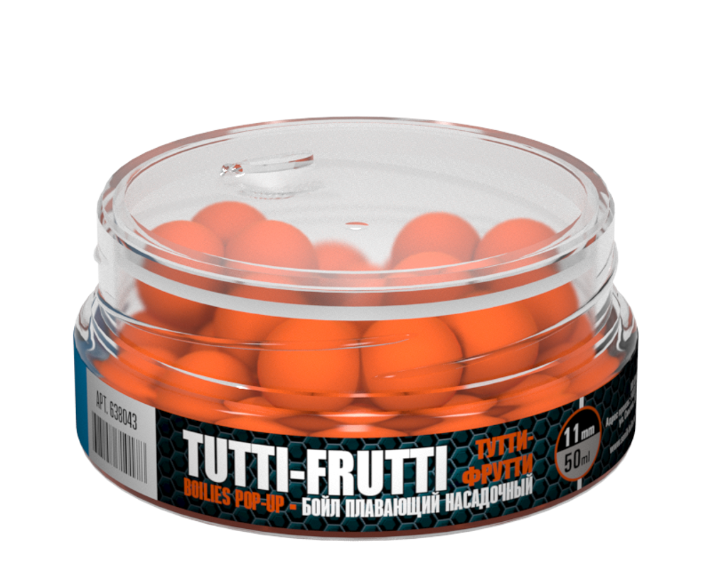 Бойлы насадочные плавающие Sonik Baits TUTTI FRUTTI Fluo Pop-ups 11мм 50мл (Тутти-Фрутти)