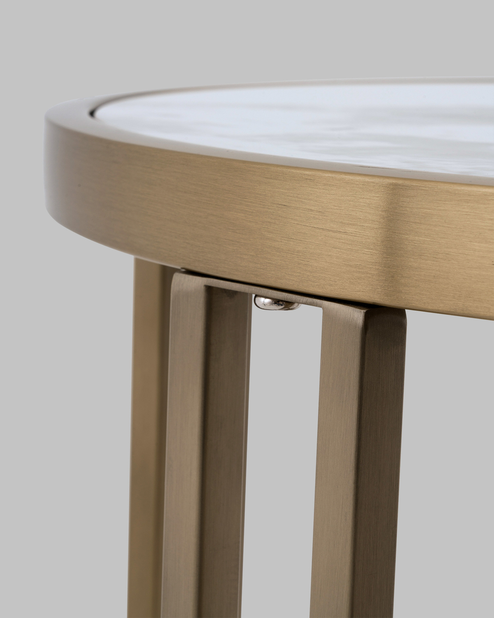 Журнальный столик Алиада 55х55 см светлая керамика сталь шампань