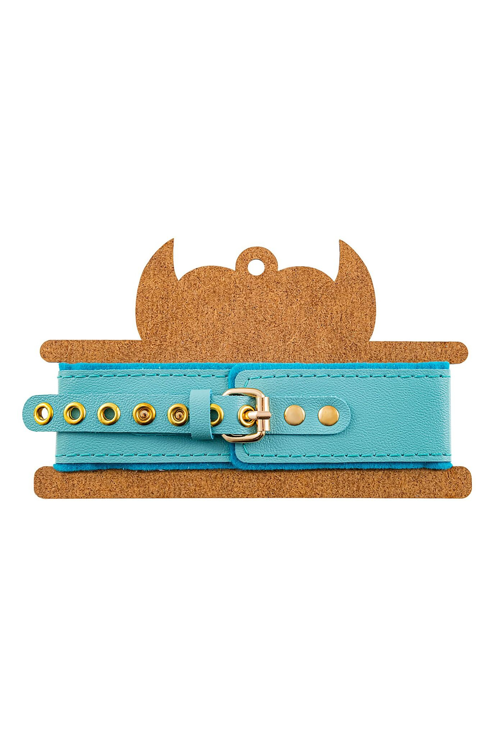 Голубой двуслойный кожаный ошейник с подкладкой из фетра (Цвет: голубой)