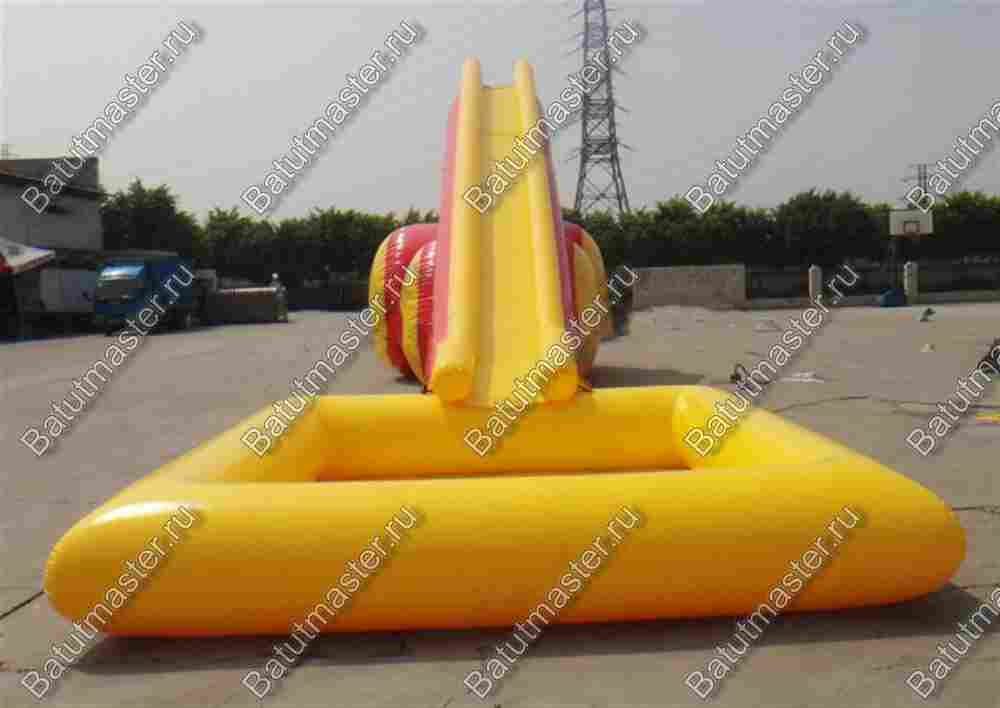 Надувная прямая водная горка с бассейном «Лава», 8*3*4 м