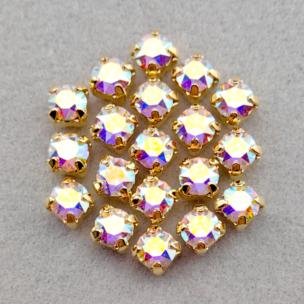 Swarovski 1088 XIRIUS Chaton в оправах, Crystal AB/Gold