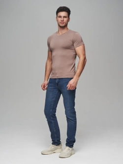 Футболка V-вырез однотонная облегающая