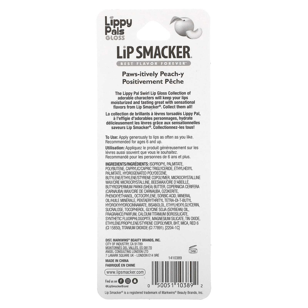 Lip Smacker, Lippy Pals Gloss, Panda, персиковый оттенок, 8,4 мл (0,28 жидк. унц.)