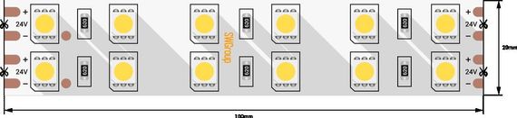 Светодиодная лента SWG 28,8W/m 120Led/m 5050SMD теплый белый 5M SWG5120-24-28.8-WW-М 009704