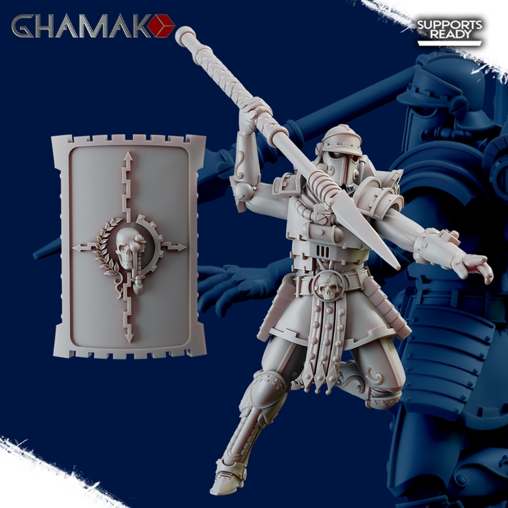 Adeptus Mechanicus Skitarii Gatekeepers Squad Скитарий страж врат №4 с копьём (без щита)миниатюра для dnd, днд, pathfinder, фентези, Настольная игра, НРИ, Варгейм, РПГ