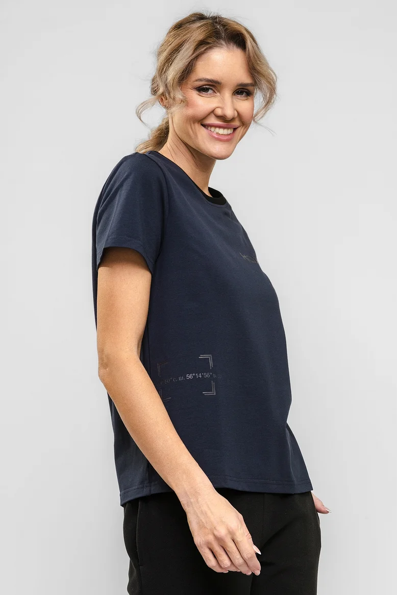 Футболка "НОХО" женская, цвет "Полярная ночь"