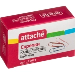Скрепки канцелярские 28 мм Attache металлические с полимерным покрытием (100 штук в упаковке)