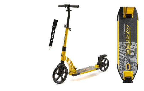 Самокат с двумя амортизаторами TRIX AZTEC Колеса: переднее 230мм заднее 200мм желтый