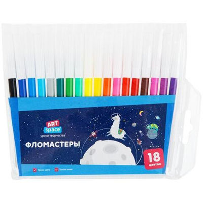Фломастеры 18цв. ПВХ "Космические приключения" (Спейс)