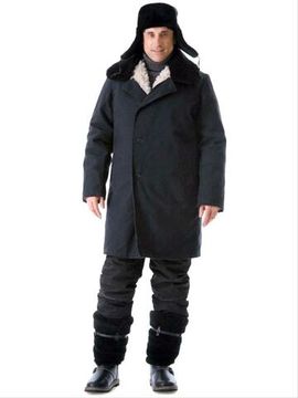 Полупальто крытое меховое (черный)