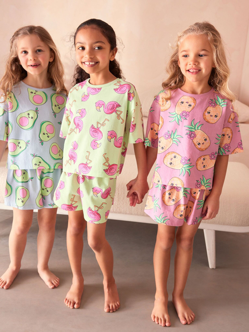 Пижама для девочки Next 560-830, 3 шт., Розовый, Голубой, Салатовый