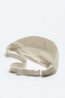 ZARA СЕТЧАЯ СУМКА ЧЕРЕЗ ПЛЕЧО XL, ЭКРЮ