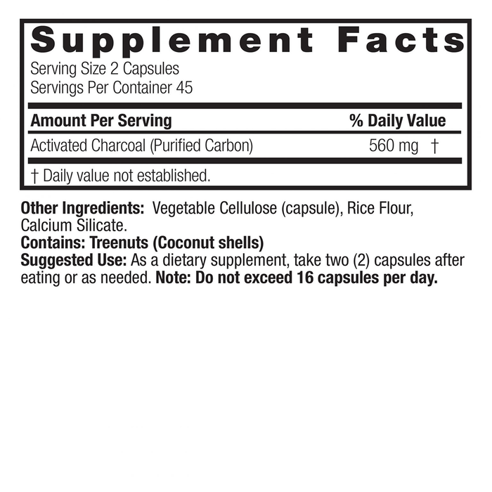 Активированный уголь, Nature&#39;s Answer Charcoal Activated, 90 вег капсул 2
