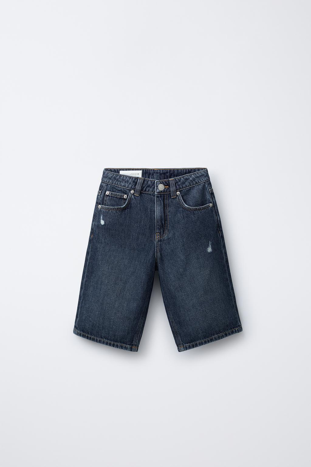 ZARA ДЖИНСОВЫЕ БЕРМУДЫ ШИРОКОГО КРОЯ, СИНИЙ