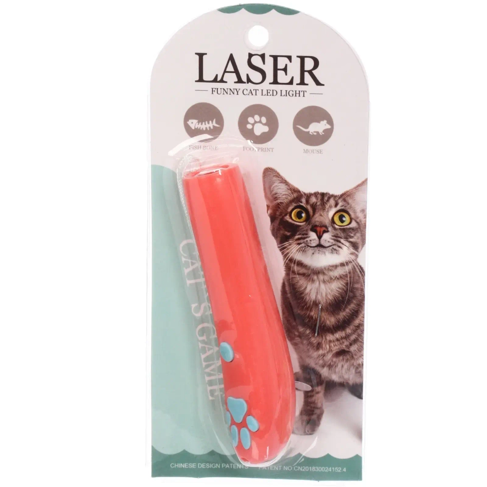 Лазерная указка для кошек «Лапка - Царапка», цвет кораловый,1 режим, 16,2*2,6см (работает от 3 батареек AG13)