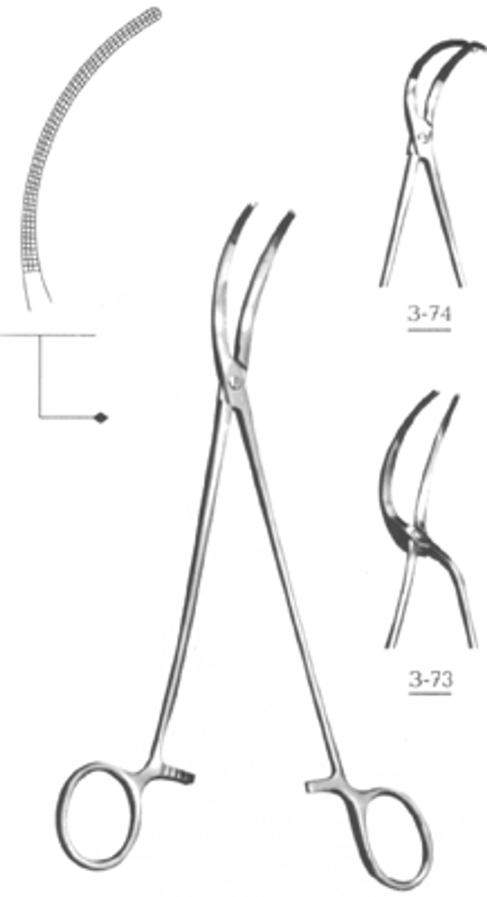 ВР- З-73 # Зажим сосудистый для частичн боков пережат вертикальноизогнутый 3
