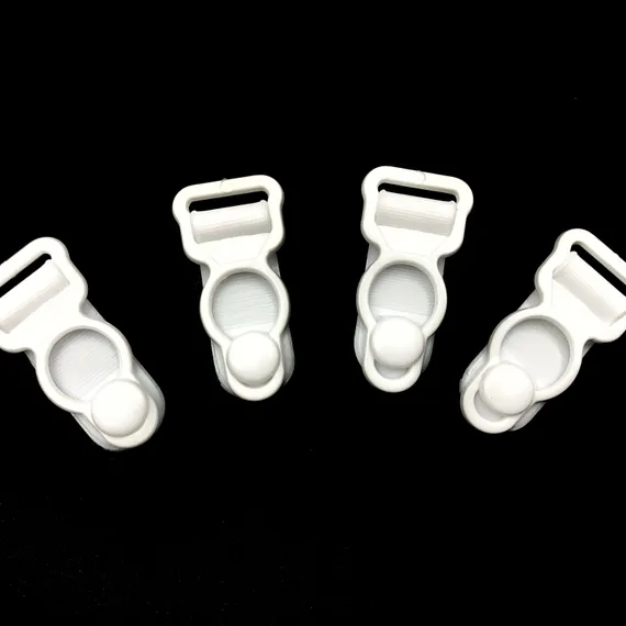 Застежки для чулок белые 10 мм (4 шт) пластик, Греция