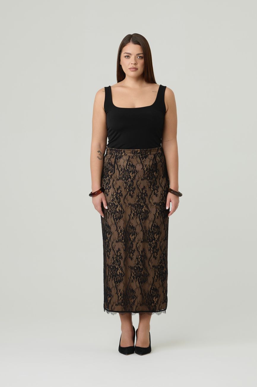 Юбка-карандаш из гипюра, черный