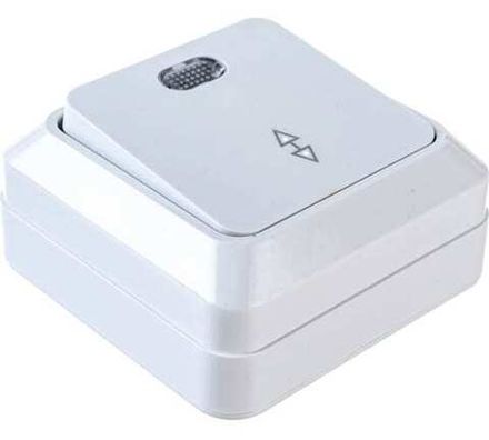 Выключатель проходной одноклавишный с подсветкой "UNIVersal" серия "Олимп", о/у, 10А, 220В, белый (е